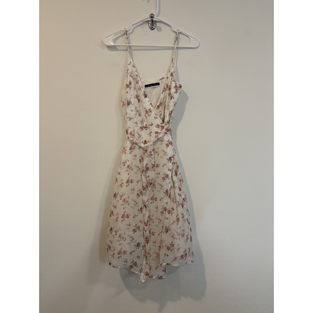Abercrombie Fitch Floral Wrap Dress Womens S White Lightweight Flowy Romantic